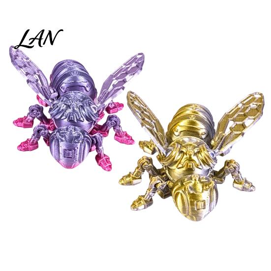 Lightweight 3D Printed Display Piece Articulated Bee Fidget Toy, Flexible Joint Figurine with Keychain, High Precision Hollow Body Model Mechanical
