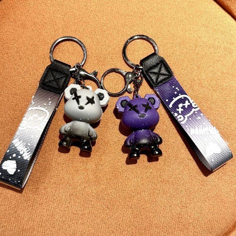 Adorable Galaxy Gradient Bear Silicone Keychain Trendy Fashion Accessory