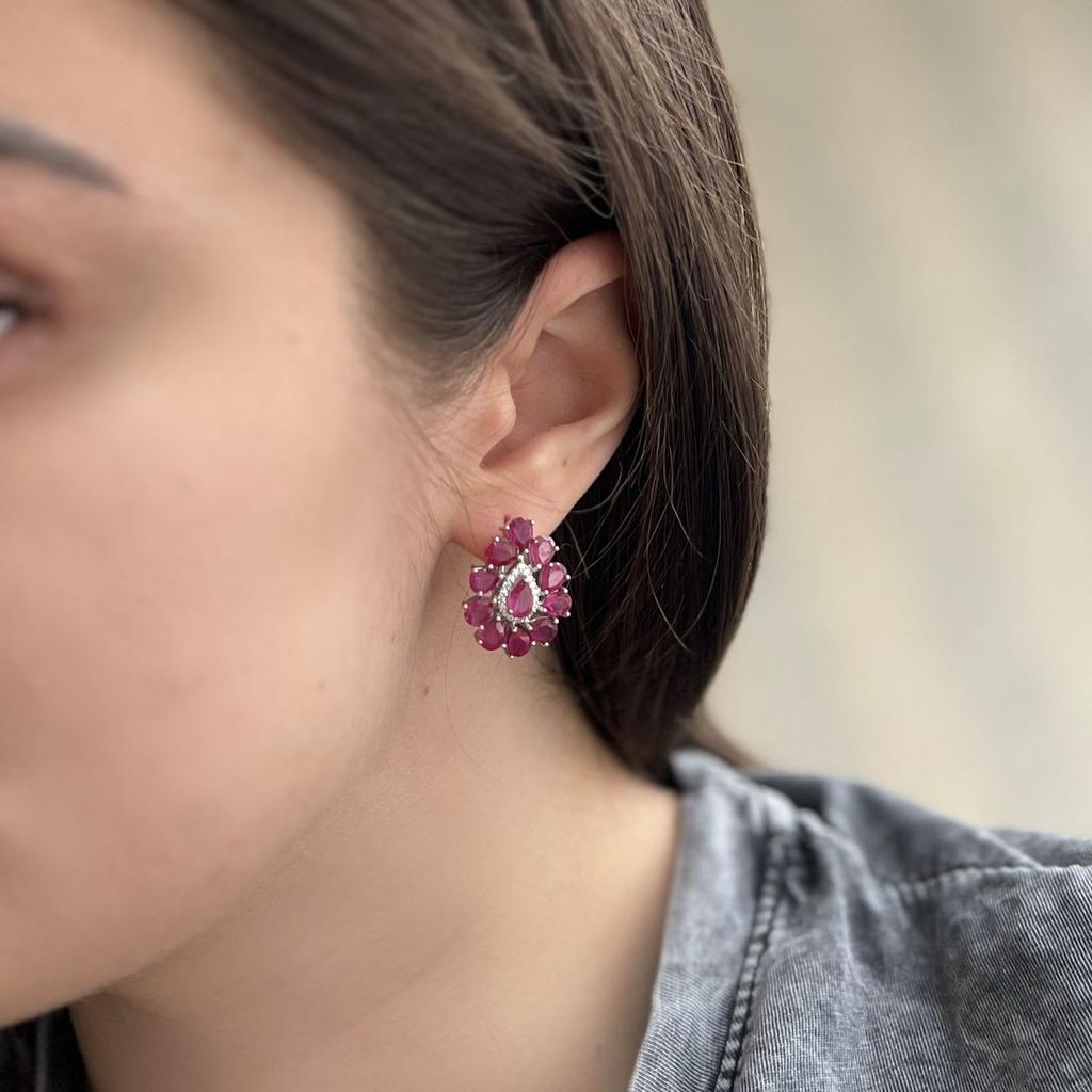 Silberohrringe mit natürlichem Rubin 11,318 ct (2153009)