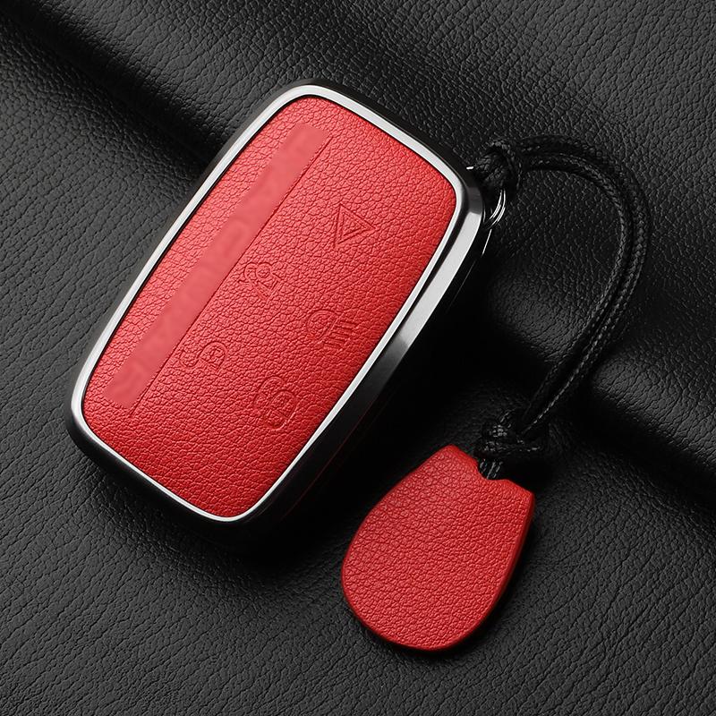 Aluminiumlegierung Ziegenleder Auto Schlüsselhülle Abdeckung für Jaguar JLR XF XJ XE XJL XFL I-PACE E-PACE F-Pace Auto Schlüsselhülle Schutz Fob