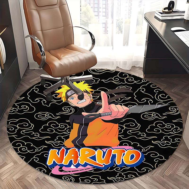 Naruto Character Print Chair mat Round Rug-Office carpet, Machine Washable, Non-slip, Suitable for Living Rooms, Bedrooms