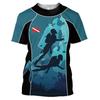 Summer Men's Diving Printed T-Shirt Clothes 3D Round Neck Short Sleeved Oversized Tees Tops Streetwear New In Diving Tees Shirt