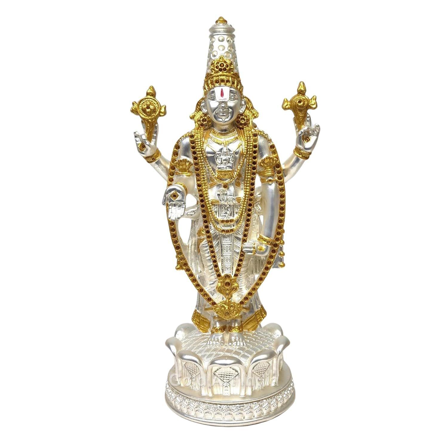 

Lord Tirupati Balaji Idol Murti for Mandir | Pooja Room Lord Vishnu Shree Venkateswara Swamy Statue God Balaji Home Decor Showpiece for Gift 9 INCH