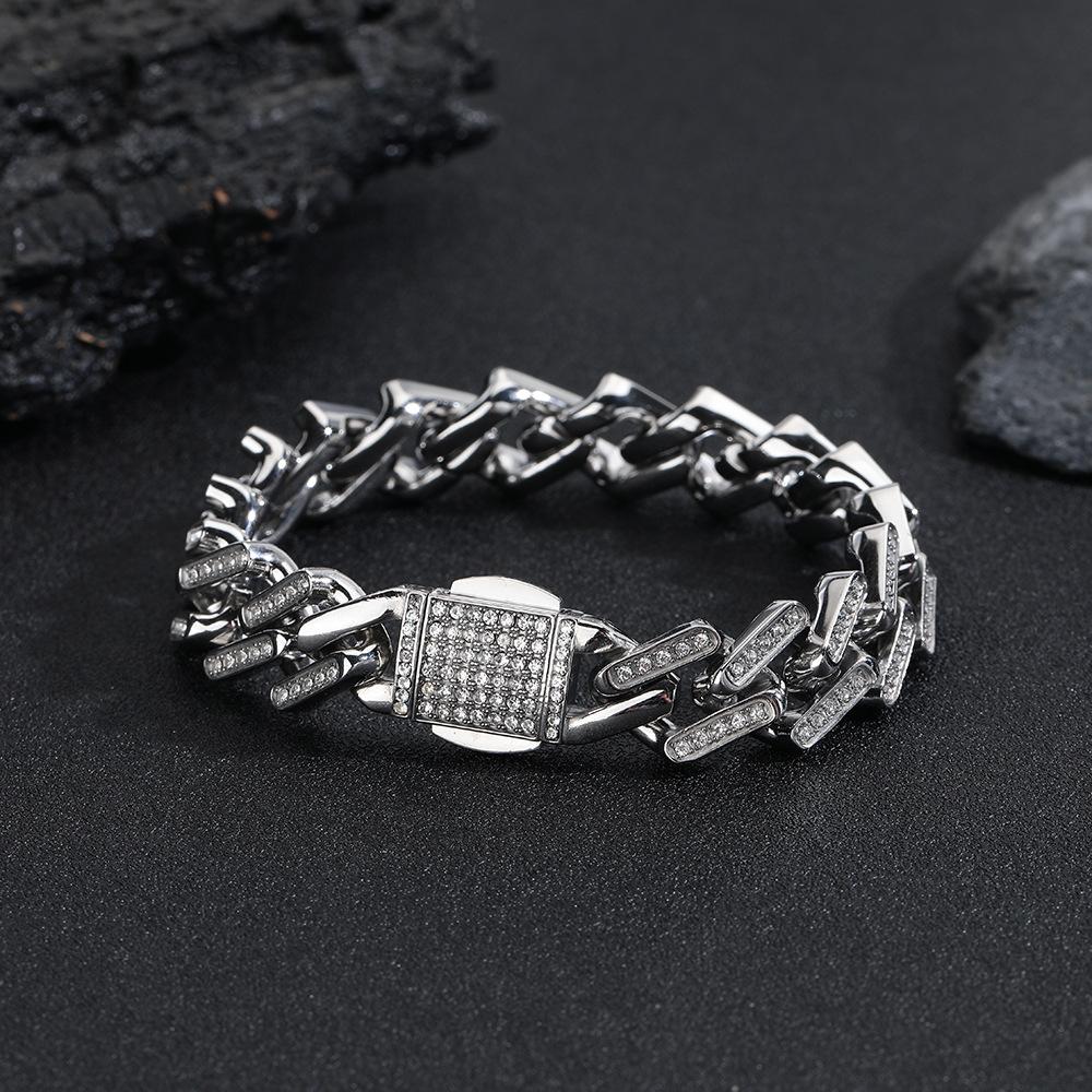 European and American Men's Exaggerated Diamond-shaped Gold Cuban Accessories Necklace Bracelet Jewelry Personalized Trend Jewelry Accessories 2026