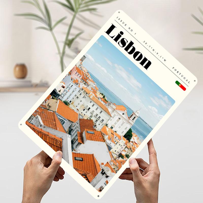 

Lisbon Portugal Travel Art Tin Plaque Poster Customized Wall Art Retro Vintage Metal Signs for Man Cave Room Decor Men Wand Deko 7.9x11.8In(20x30cm)