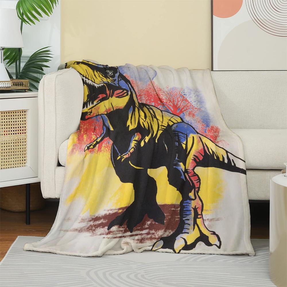 Pop Art T-Rex Dinosaurus Flanellen bedrukt deken geschikt voor alle seizoenen geschikt voor woonkamer kantoor bank en reizen