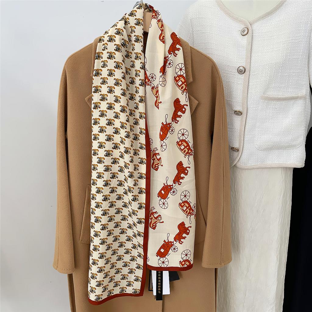 Gift for Mom Thin Silk Scarf Small Shawl for Women 2024 New Long Style Elegant Fashionable Large Ribbon Decoration