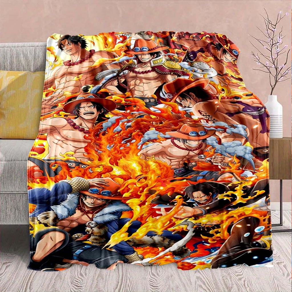 One Piece Anime Flannel Blanket - Soft Warm Perfect for Sofa, Bedding Camping Travel Office Home Decor -QJY