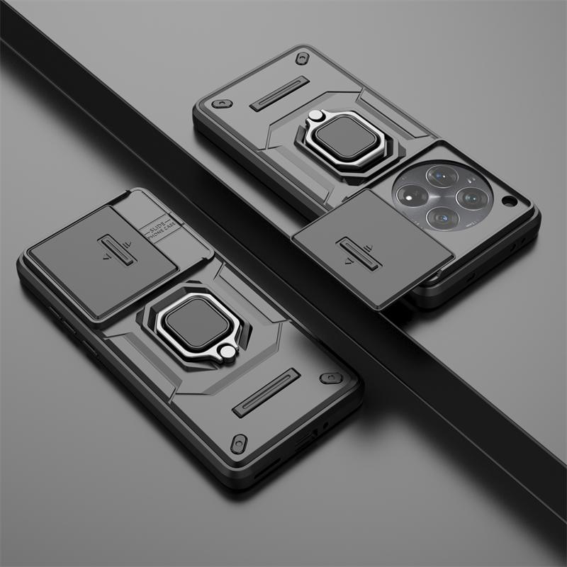 For OnePlus 12 Case Slide Push Pull Camera Protect Phone Case For One Plus 12 OnePlus12 5G Magnetic Ring Holder Armor Back Cover