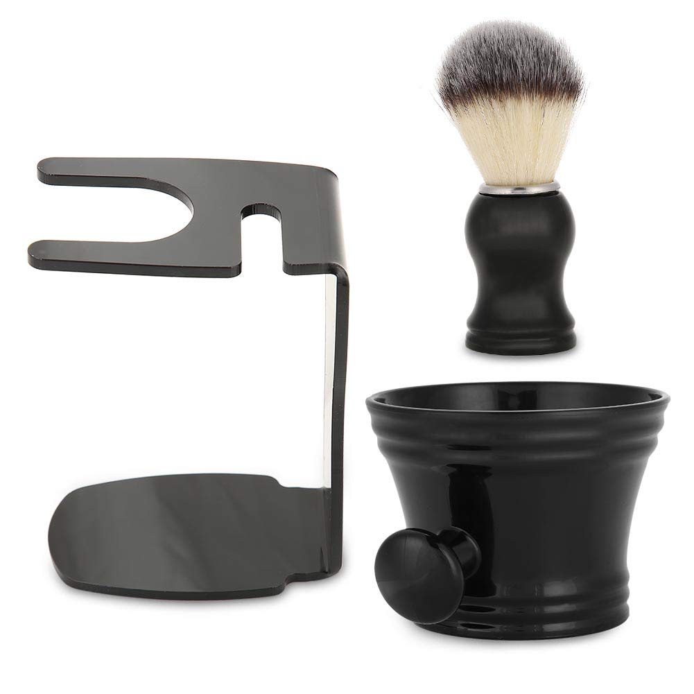 Shaving Brush Set, 3 in 1 Shaving Kit for Men Hair Beard Brush with Stand Shaver Holder and Shaving Bowl Men s Shaving Brush And Bowl Mug for Father