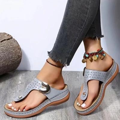 2025 Summer Women Wedge Sandals Premium Orthopedic Open Toe Sandals Vintage Anti-slip Leather Casual Female Platform Retro Shoes
