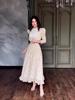 2024 Floral Lace Lapel Slim Fit Dress with Doll Collar