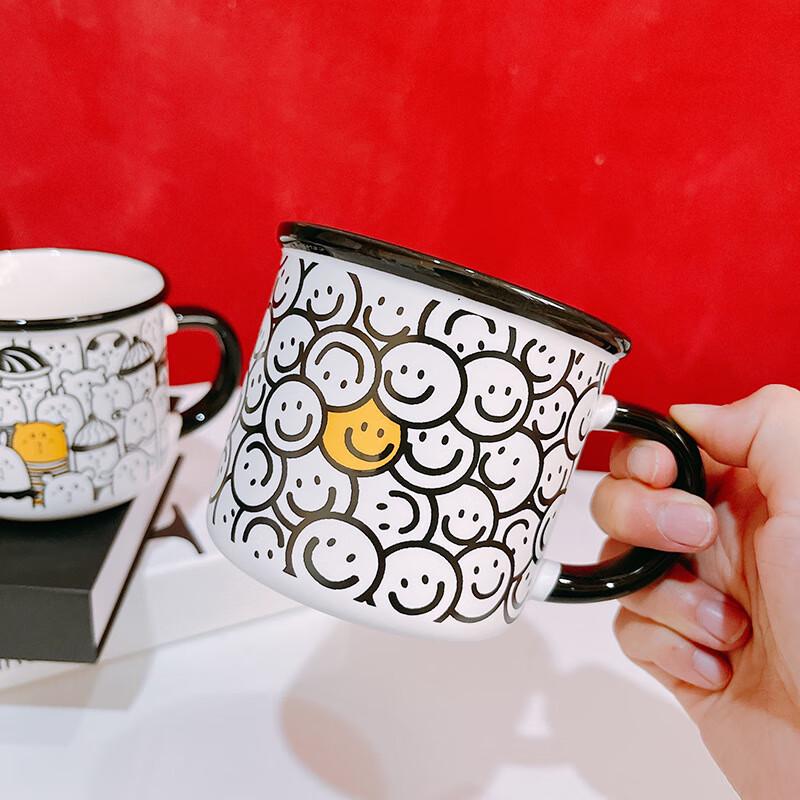 Shangqi Ins Style Smiley Face Ceramic Mugs (3-Pack)