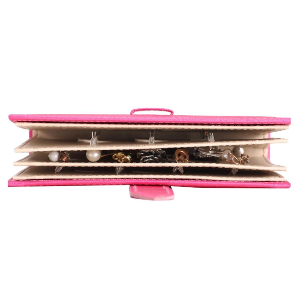 Portable Ear Studs Storage Case Jewelry Organizer Book Travel PU Leather Earrings Holder