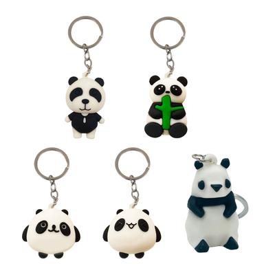 Adorable Silicone Panda Keychain Cartoon Animal Pendant Keyring Handmade Backpack Accessory for Girls and Boys