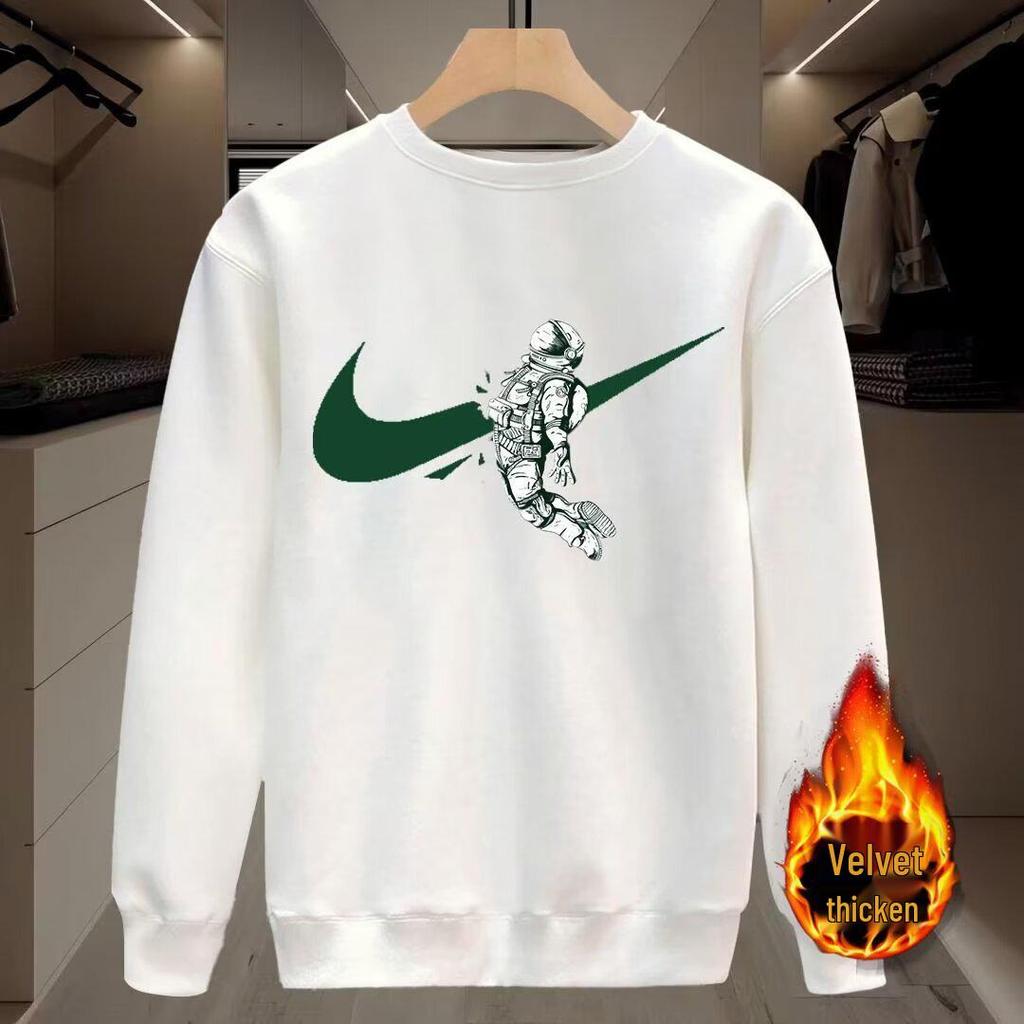 Men's Autumn 2024 Slim Fit Printed Hoodie - Trendy Streetwear Long Sleeve Round Neck Tee