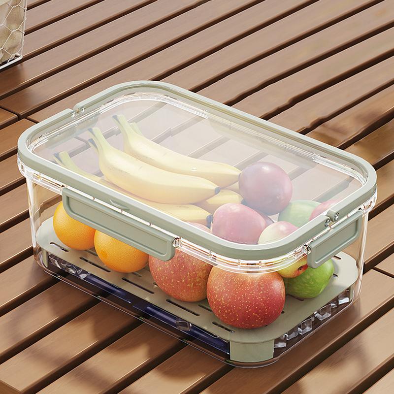 

Контейнер для хранения в холодильнике с дренажной пластиной, контейнер для свежих овощей и фруктов, дренажная корзина, контейнеры для хранения, кухонный органайзер зелёный