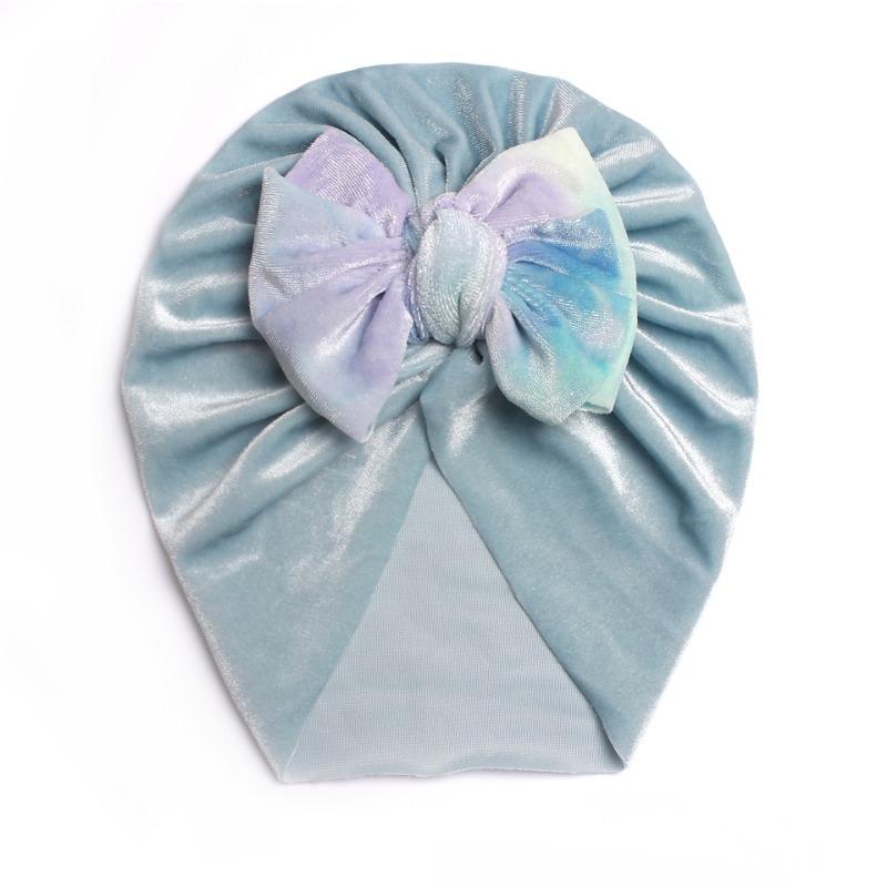 New Golden Velvet Children's Bow Hat, Baby Winter Warm Hat, Baby Hat