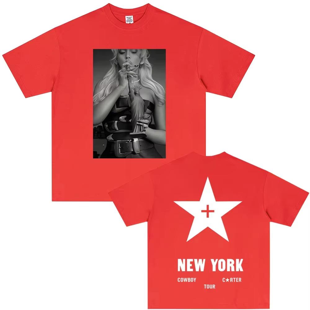 

Beyonce Cowboy Carter New York Tour Tshirts UNISEX Women Casual Cotton Vintage T Shirt Male Fashion Pop Music Short Sleeve Tshirt 4XL