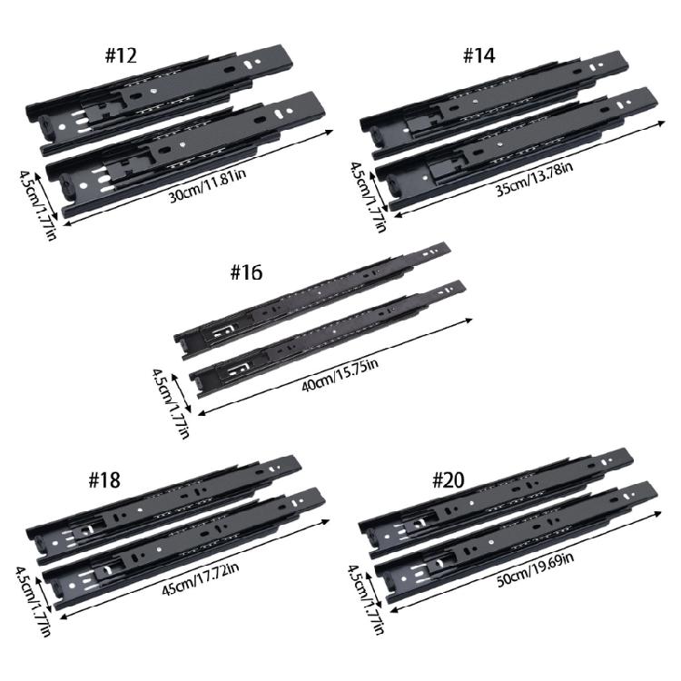 1Pair Soft Close Drawer Track Rail Cold Rolled Steel Buffer Drawer Slides Hydraulic Damping Buffer Furniture Hardware