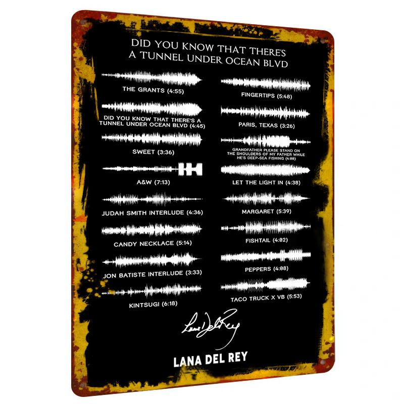 Lana Del Rey Did You Know That Theres A Tunnel Under Ocean Blvd Album Cover Metal Poster Wall Art Decor 20x30cm（7.8x11.8inch）