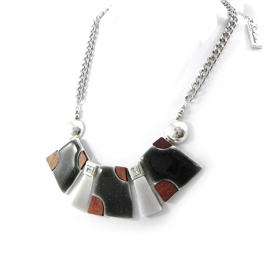 Les Trésors De Lily [H9876] - Designer Necklace 'Tijuana' Black Gray