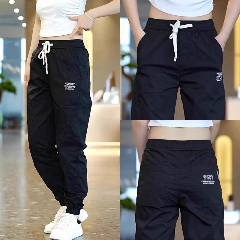 

Женские джоггеры карго из ледяного шелка - Летние, Приталенные, Эластичные, Универсальные, Повседневные штаны для бега 3XL 140-160 jin