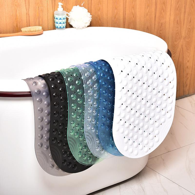 88 * 40cm Elliptical Bathtub Anti Slip Pad Long Bathroom Bubble Massage Curved Foot Mat Suitable for The Elderly Children Suction Cup Bath Pads