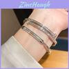 Modern Jewelry Geometric Round Silver Alloy Bracelet With Rhinestone Accents For Fashionistas