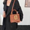 Retro small square bag women's  new fashion portable messenger bag winter solid color texture shoulder bag