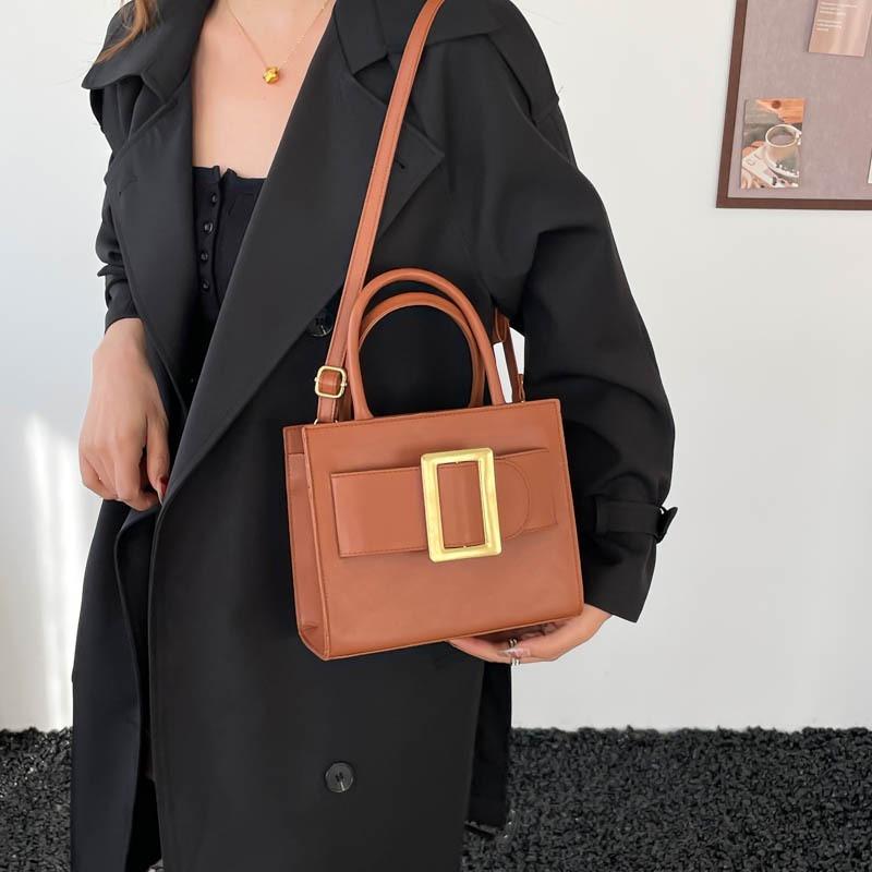 Retro small square bag women's  new fashion portable messenger bag winter solid color texture shoulder bag