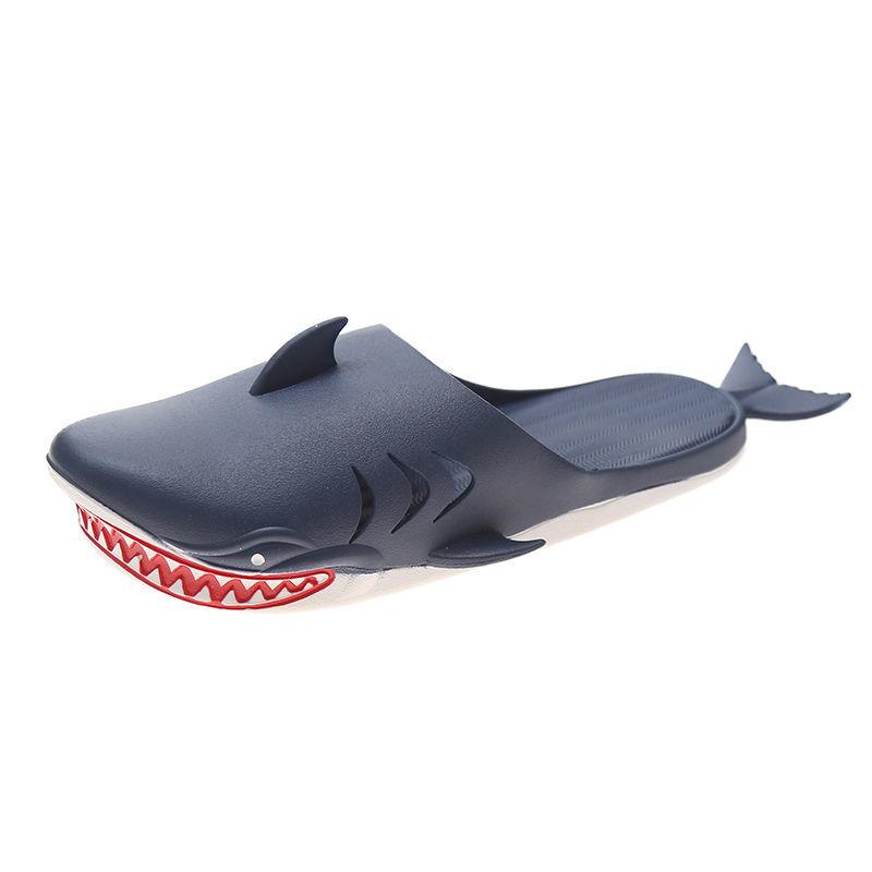 Creative Streetwear Slides Men Red Shark Slipper Summer Blue Slides Male Boys Outdoor Beach Shoes Man Fish Slippers For Swimming