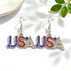 1 Pair Hook Earrings American Independence Day Pattern Hollow Heart Star Shape Red White Blue Earrings Jewelry Accessories