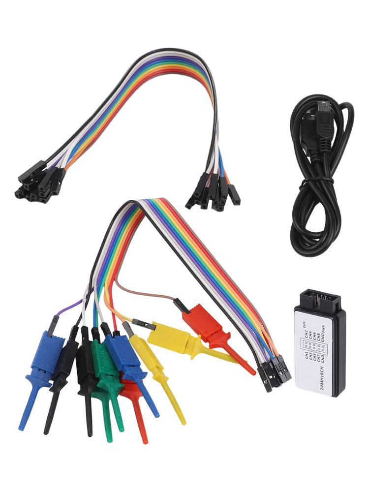 1Pc USB Logic Analyzer ABS 120*50*10 Mm W/colored Wires 0-5V For ARM FPGA Debug Tool 24M Samples 8 Channels Electric Accessories