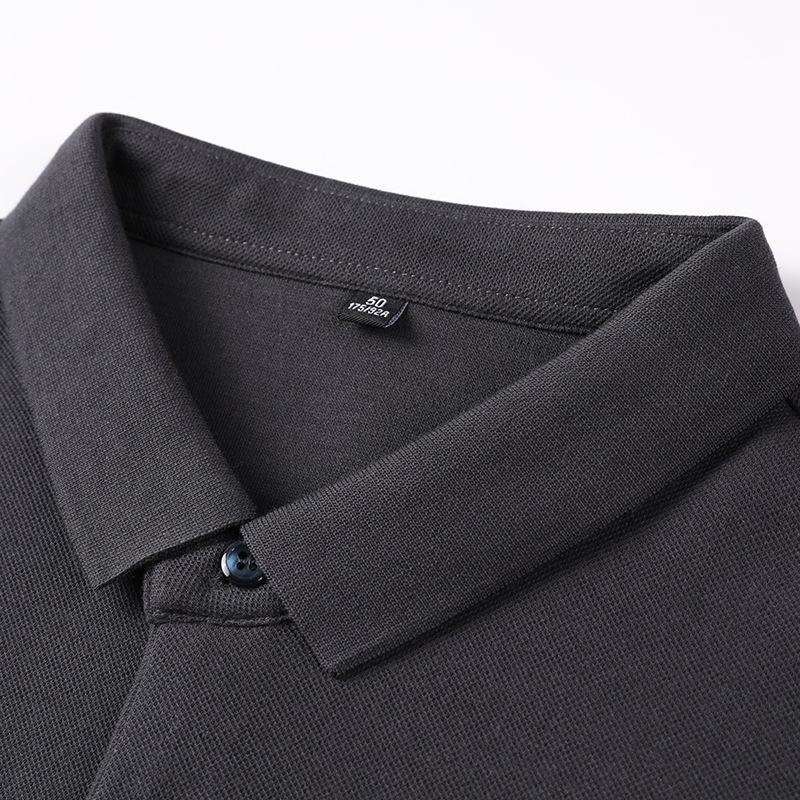 Осенняя новая стильная мужская хлопковая рубашка поло с лацканами для молодежи и среднего — фото 4