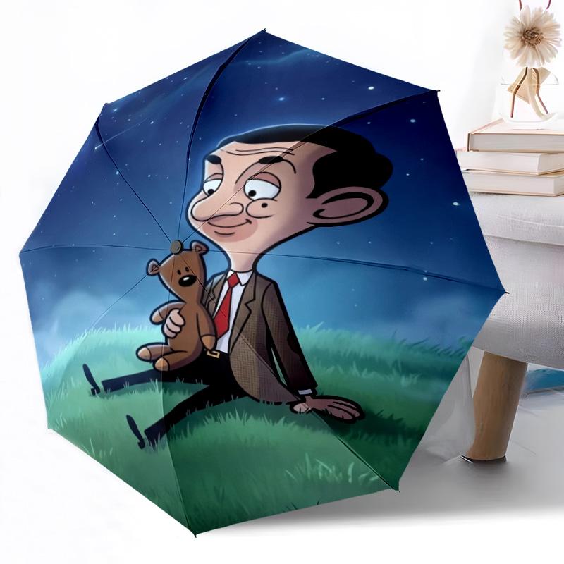1pc Mr Bean'S Teddy Adventure Automatic Umbrella Compact 8 Rib Lightweight Foldable Design Travel Essential Outdoor Accessory Stylish Gift Women Y1