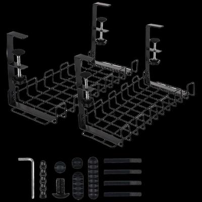 Under-Desk Iron Cable Management Tray (2-Pack)