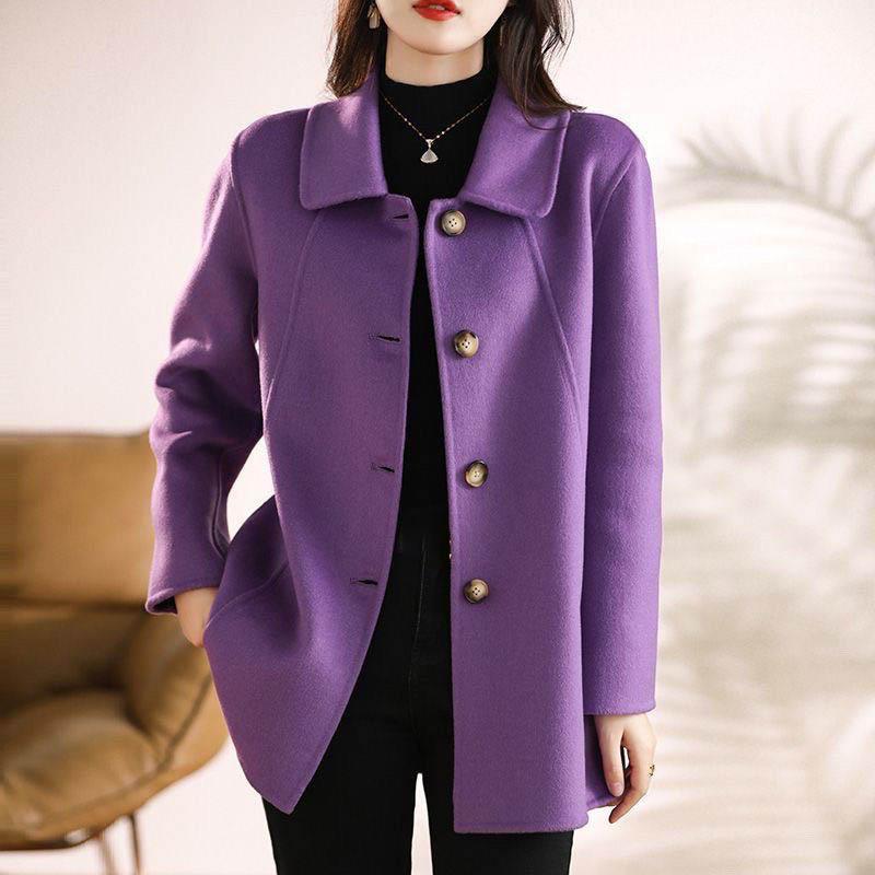 Single-breasted Fashion Woolen Coat Women Autumn Winter Slim Elegant Woolen Overcoat Windbreaker Outerwear Female
