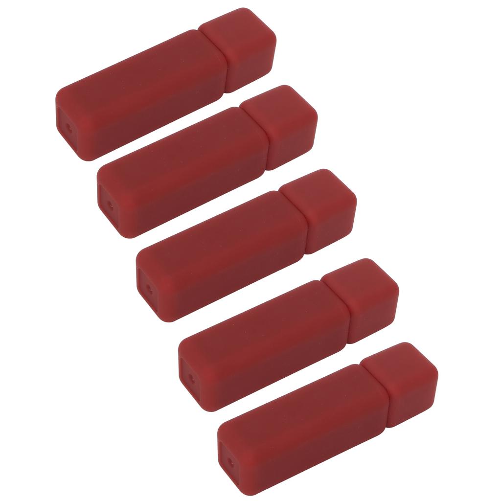 5 Pcs Empty Lip Gloss Tubes Rubber Paint Frosted Texture Refillable Rectangular Lip Balm Bottles Red