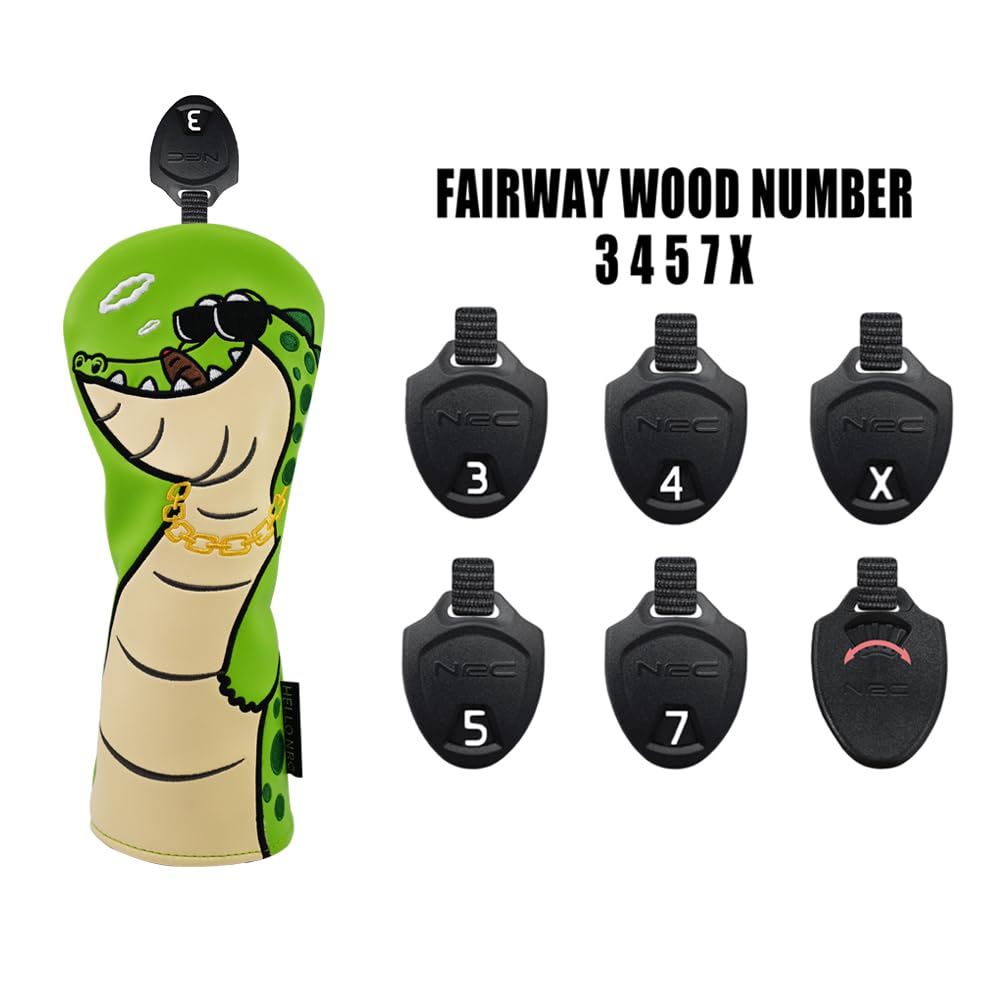 Golf headcovers for drivers woods and utilities Crocodile design with sunglasses wood cover (460cc, 440cc), (FW), (UT). (1 included).