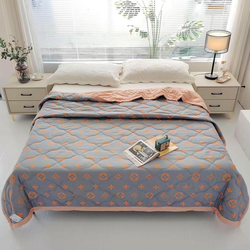 INS Skin-Friendly Washable Cotton Summer Quilt - Brushed Flannel Cooling Blanket for Dorms