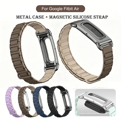 Advanced For Google Fitbit Air Adjustable Magnetic Silicone Watch Strap With Metal Protective Frame Case Sport Wrist Bracelet