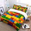 Juego de Cama con Patrón de Bloques de Construcción Juego de Cama (1 funda nórdica, 2 fundas de almohada, edredón no incluido)