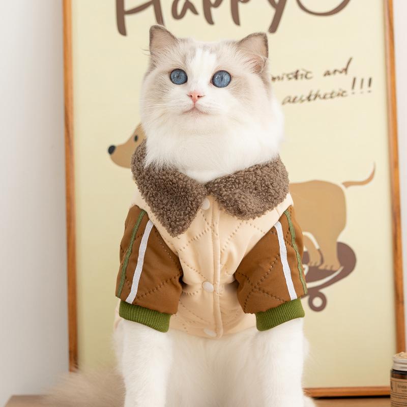 Cat clothes four-legged anti-hair loss pajamas autumn and winter British short blue cat puppet cat kitten pet puppy dog cotton-padded clothes