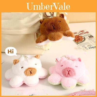 Adorable Plush Capybara Keychain Cute Cartoon Flip Face Key Accessory