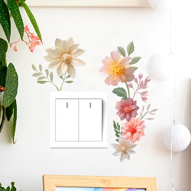 Fresh and Elegant Floral Switch Stickers, Home Wall Decoration Stickers
