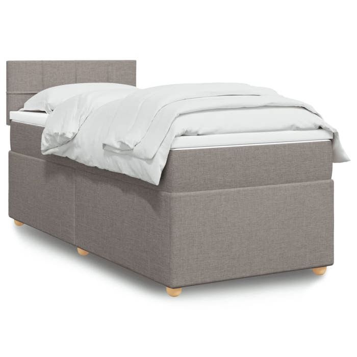 Maison Exclusive - Sommier à lattes de lit avec matelas Taupe 90x190 cm Tissu