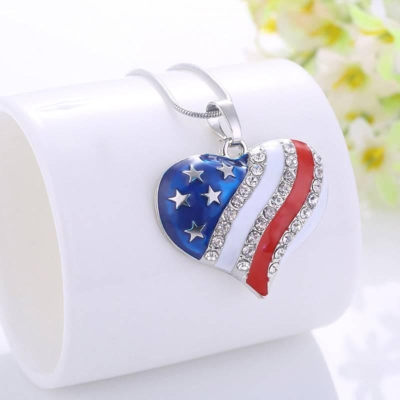 Stylish Blue Heart Star Pendant Necklace Trendy European American Jewelry