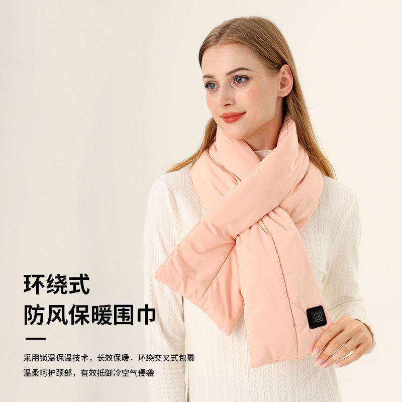 Korean Style Warm Scarf Winter Women's High-end Fashion Thick Solid Color Long European American Cross-border Down