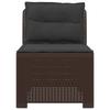 1 Seater Garden Sofa with Cushions Rattan Look PP Brown